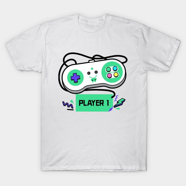 Player 1 T-Shirt by Creative Meows